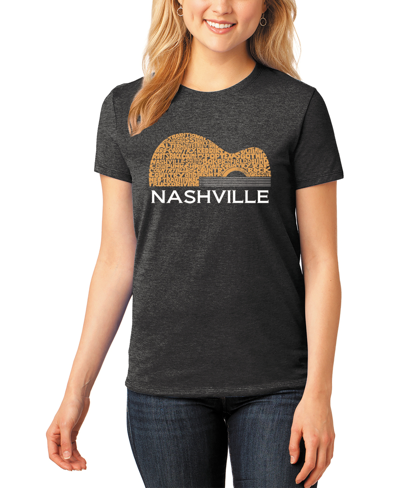 La Pop Art Women's Nashville Guitar Premium Blend Word Art Short Sleeve T-shirt In Black