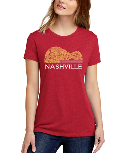 La Pop Art Women's Nashville Guitar Premium Blend Word Art Short Sleeve T-shirt In Red