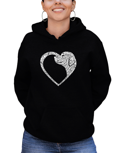 La Pop Art Women's Dog Heart Word Art Hooded Sweatshirt In Black