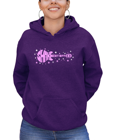 La Pop Art Women's Shake It Off Word Art Hooded Sweatshirt In Purple