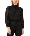 1.state Polka Dot Back Cutout Mock Neck Top In Rich Black