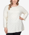 RUBY RD. PLUS SIZE STUD EMBELLISHED TUNIC SWEATER