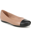 Naturalizer Maxwell Cap Toe Skimmer Flat In Taupe/black Leather/faux Leather