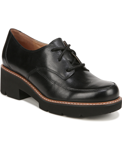 Naturalizer Darry-lace Lug Sole Loafers In Black Leather