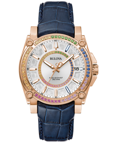 Bulova Men's Marc Anthony Precisionist Icon Blue Leather Strap Watch 40mm