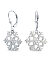 Bling Jewelry Frozen Winter Holiday Party White Stardust Lever Back Drop Dangle Snowflake Earrings For Women.925 S In White