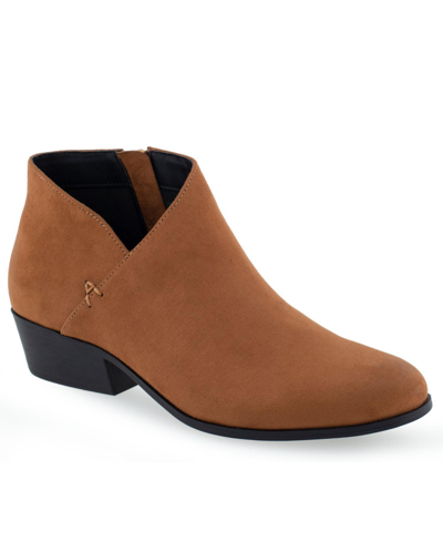 Aerosoles Cayu Boot-ankle Boot In Tan Faux Suede