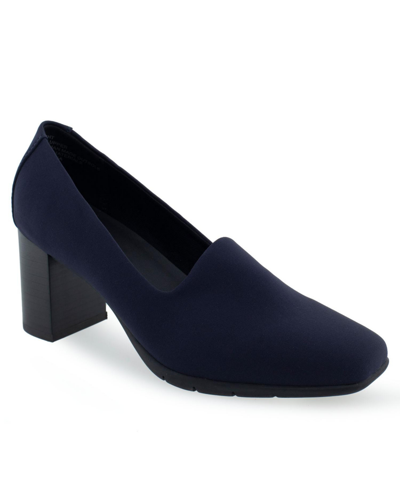 Aerosoles Women's Midnight Tailored-high Heel Pump In Navy Stretch