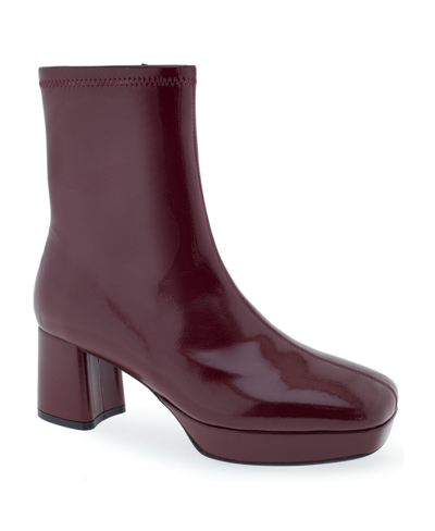 Aerosoles Sussex Boot-midcalf Boot-platform-high In Pomegranate Polyurethane Leather