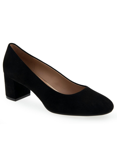 Aerosoles Ebel Dress-pump-mid Heel In Black Leather