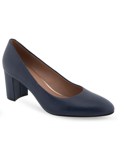 Aerosoles Ebel Dress-pump-mid Heel In Navy Leather