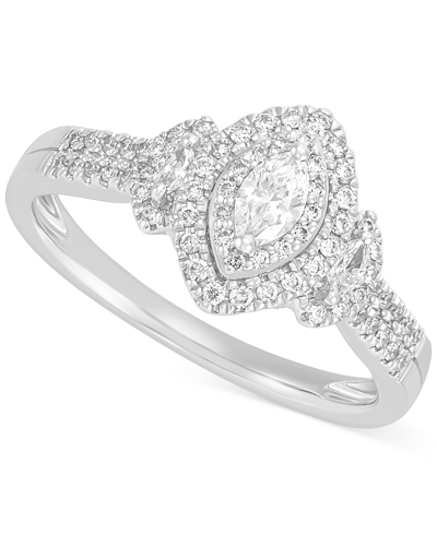 Macy's Diamond Marquise Halo Engagement Ring (1/2 Ct. T.w.) In 14k White Gold