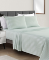 Sunham Microfiber Printed 4-pc. Sheet Set, California King In Windowpane