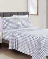 Sunham Microfiber Easy Care Printed 4-pc. Sheet Set, California King In Windowpane