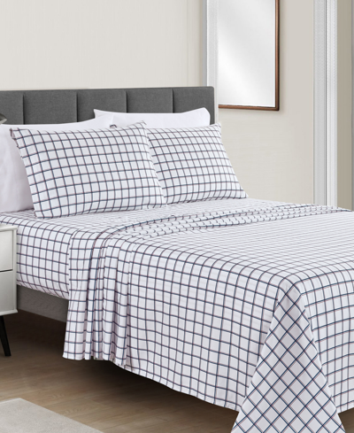 Sunham Microfiber Easy Care Printed 4-pc. Sheet Set, California King In Windowpane