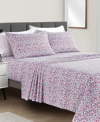 Sunham Microfiber Easy Care Printed 4-pc. Sheet Set, California King In Pink Floral