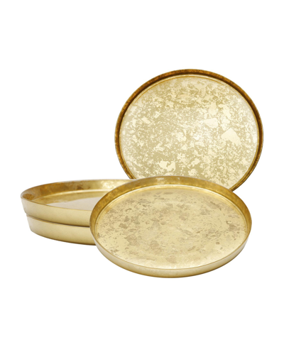 Classic Touch 8.25" Gold Gliter Salad Plates With Rasied Rim 4 Piece Set, Service For 4