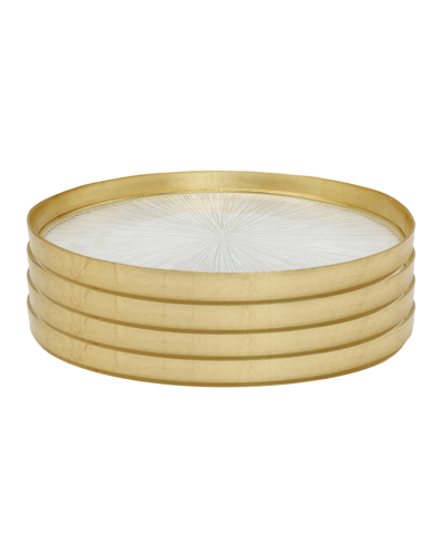 CLASSIC TOUCH 11" CRYSTAL GLASS DINNER PLATES WITH GOLD BORDER 4 PIECE SET, SERVICE FOR 4