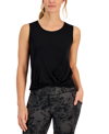 ID IDEOLOGY WOMEN'S SCOOP-NECK SLEEVELESS KNOT-FRONT T-SHIRT, CREATED FOR MACY'S