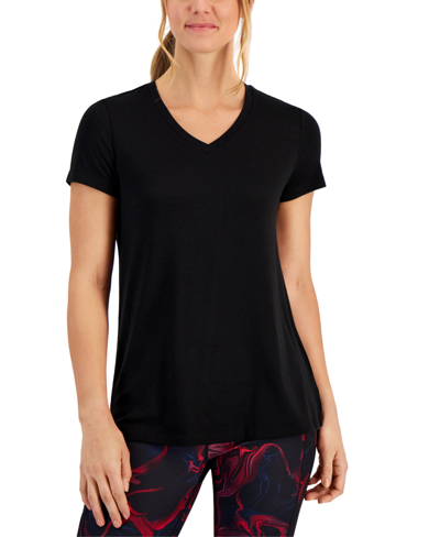 Id Ideology Women's V-neck Short-sleeve High-low T-shirt, Created For Macy's In Black