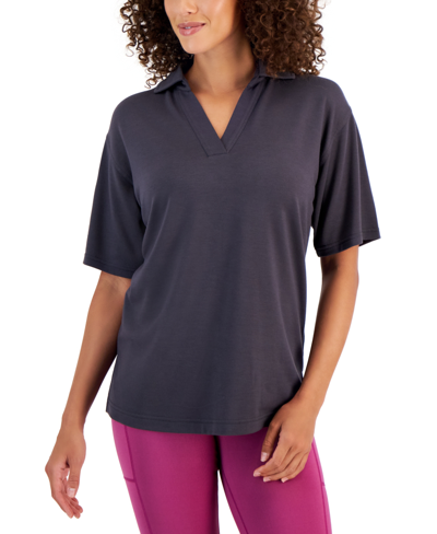 Id Ideology Women's V-neck Short-sleeve Pullover, Created For Macy's In Deep Charcoal