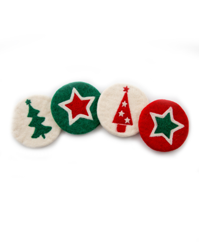 Thirstystone Felted Holiday Coasters, Set Of 4 In Multi Color