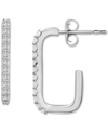 Wrapped Diamond Squared Open Hoop Earrings (1/6 Ct. T.w.) In 14k White Gold, Created For Macy's In White Gold
