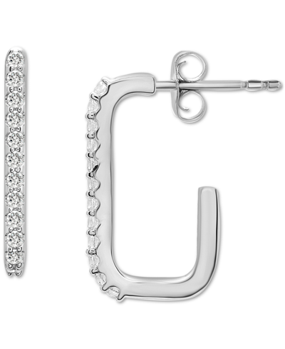 Wrapped Diamond Squared Open Hoop Earrings (1/6 Ct. T.w.) In 14k White Gold, Created For Macy's
