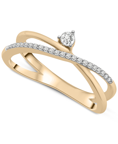 Wrapped Diamond Crossover Ring (1/6 Ct. T.w.) In 10k Gold, Created For Macy's In Yellow Gold