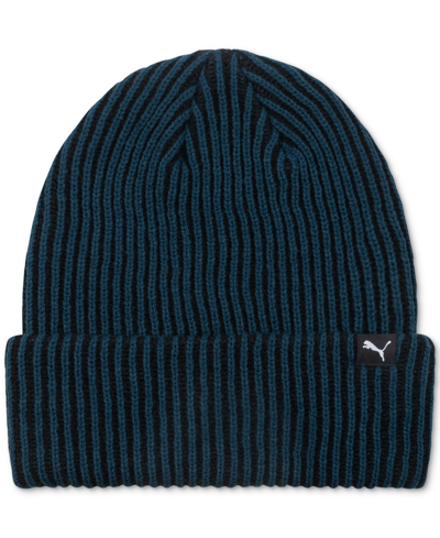 Puma Men's Recast Folded Cuff Knit Beanie In Dark Blue