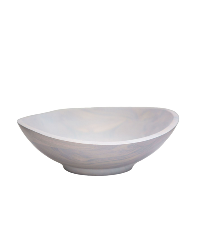 Jeanne Fitz Whitewash Collection Acacia Wood Oval Serving Bowl, 15"