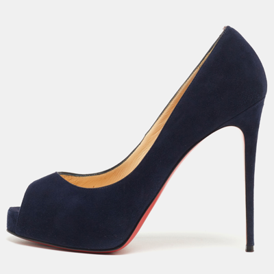 Pre-owned Christian Louboutin Navy Blue Suede New Very Prive Pumps Size 37