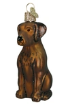 Old World Christmas Chocolate Labrador Glass Ornament In Brown