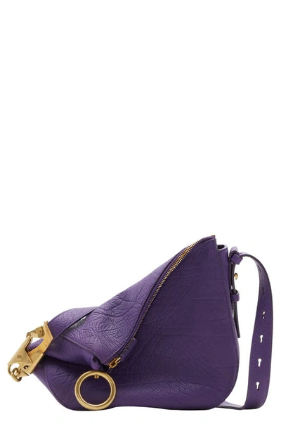 Burberry Knight Small Leather Shoulder Bag In Purple