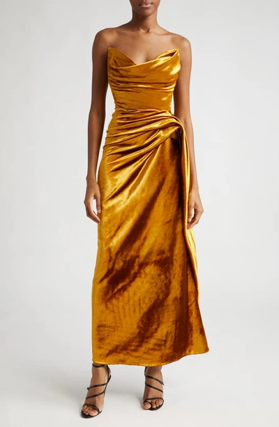 slim fit dress slacks SALIH BALTA Corset Draped Gown