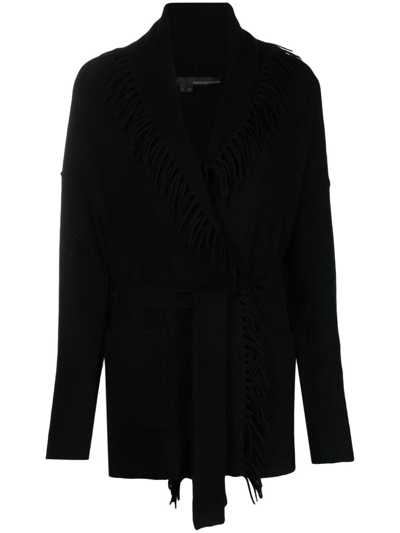 360cashmere Collar Fringe Cashmere Cardigan In Black