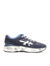 Premiata Blue Moerun Suede And Ripstop Technical Fabric Sneakers In Blue