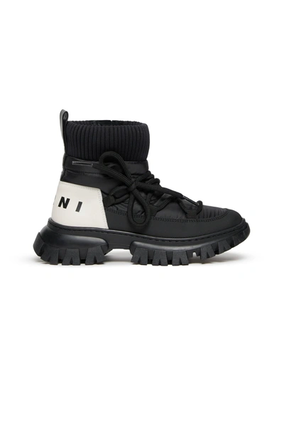 Marni Kids' Logo-print Ankle Boots In Black