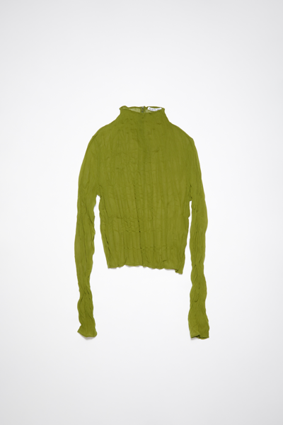 Acne Studios Crinkled High Neck Top In Seaweed Green