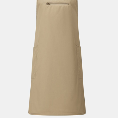 Premier Unisex Adult Barley Sustainable Contrast Stitching Full Apron Khaki/brown