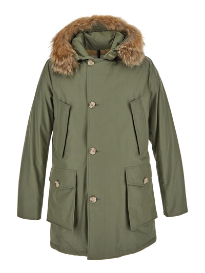 Woolrich Arctic Parka With Detachable Fur In Green