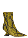 Attico Python Leather Ankle Boots In Yellow