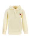 Comme Des Garçons Play Men's Red Heart Pullover Hoodie Sweatshirt In Ivory