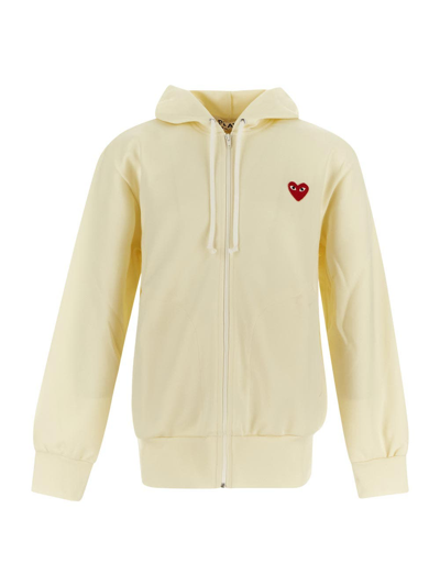 Comme Des Garçons Play Small Heart Hooded Sweatshirt In White