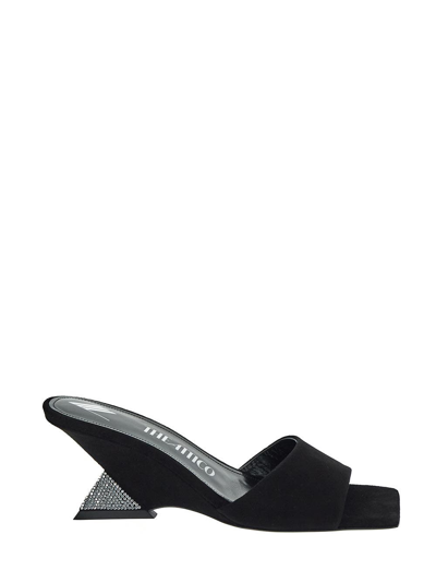 Attico Cheope 60mm Suede Mule Sandals In Black_crystal