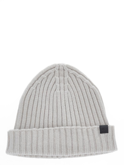 Tom Ford Ribbed Beanie Hat In Grey