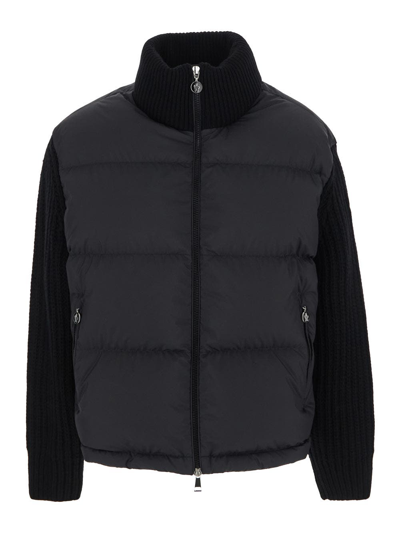Moncler Tricot Down Jacket In Black