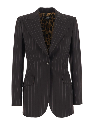 Dolce & Gabbana Gestreifter Blazer In Black