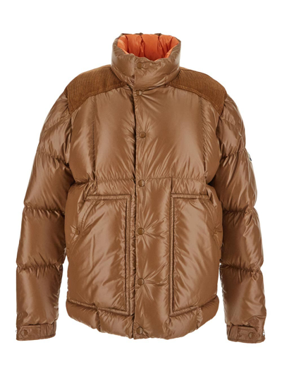 Moncler Ain Recycled Shiny Tech Down Jacket In Brown