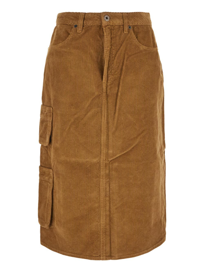 Pence Corduroy Midi Skirt In Brown